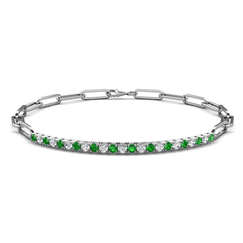 Lily 0.83 ctw Green Garnet and Lab Grown Diamonds Paperclip Links Tennis  Bracelet 