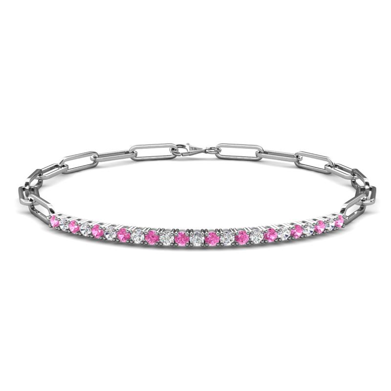 Lily 0.75 ctw Pink Sapphire and Lab Grown Diamonds Paperclip Links Tennis  Bracelet 