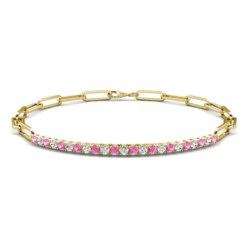 Lily 0.75 ctw Pink Sapphire and Lab Grown Diamonds Paperclip Links Tennis  Bracelet 