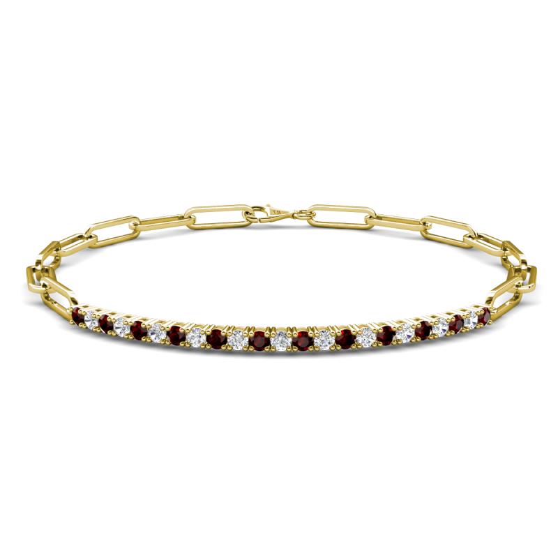 Lily 0.99 ctw Red Garnet and Lab Grown Diamonds Paperclip Links Tennis  Bracelet 