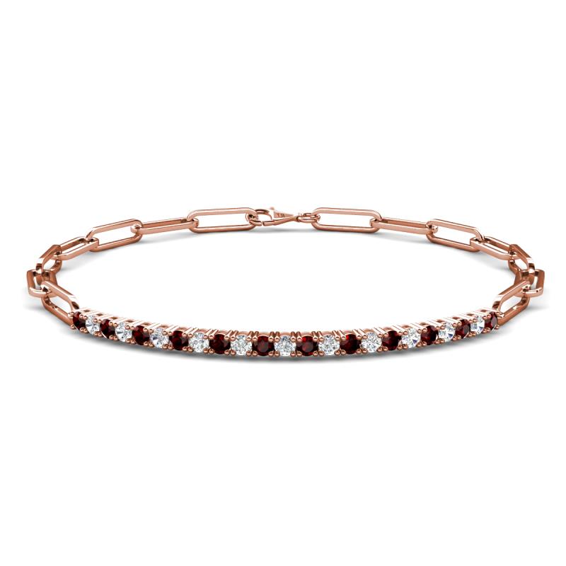 Lily 0.99 ctw Red Garnet and Lab Grown Diamonds Paperclip Links Tennis  Bracelet 