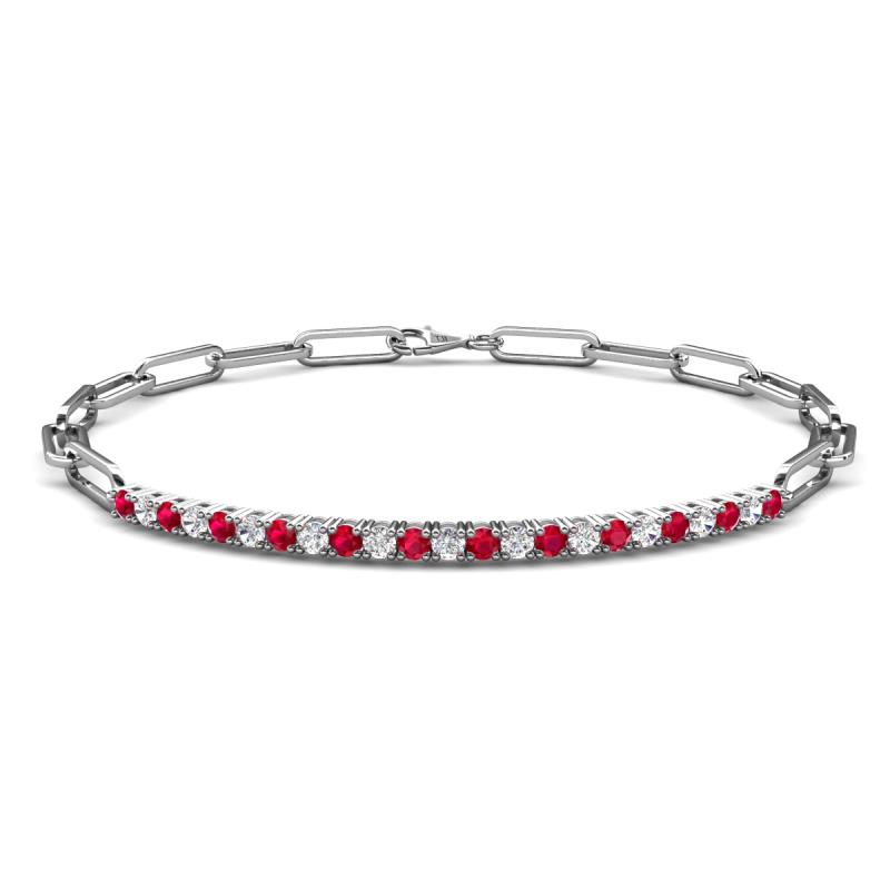 Lily 0.81 ctw Ruby and Lab Grown Diamonds Paperclip Links Tennis  Bracelet 