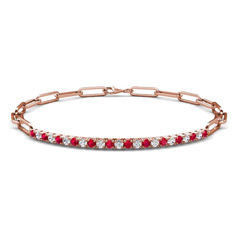 Lily 0.81 ctw Ruby and Lab Grown Diamonds Paperclip Links Tennis  Bracelet 