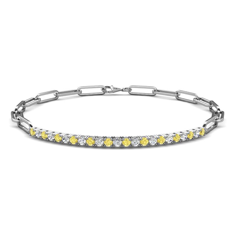 Lily 0.75 ctw Yellow Sapphire and Lab Grown Diamonds Paperclip Links Tennis  Bracelet 