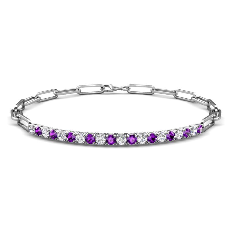 Lily 0.85 ctw Amethyst and Lab Grown Diamonds Paperclip Links Tennis  Bracelet 