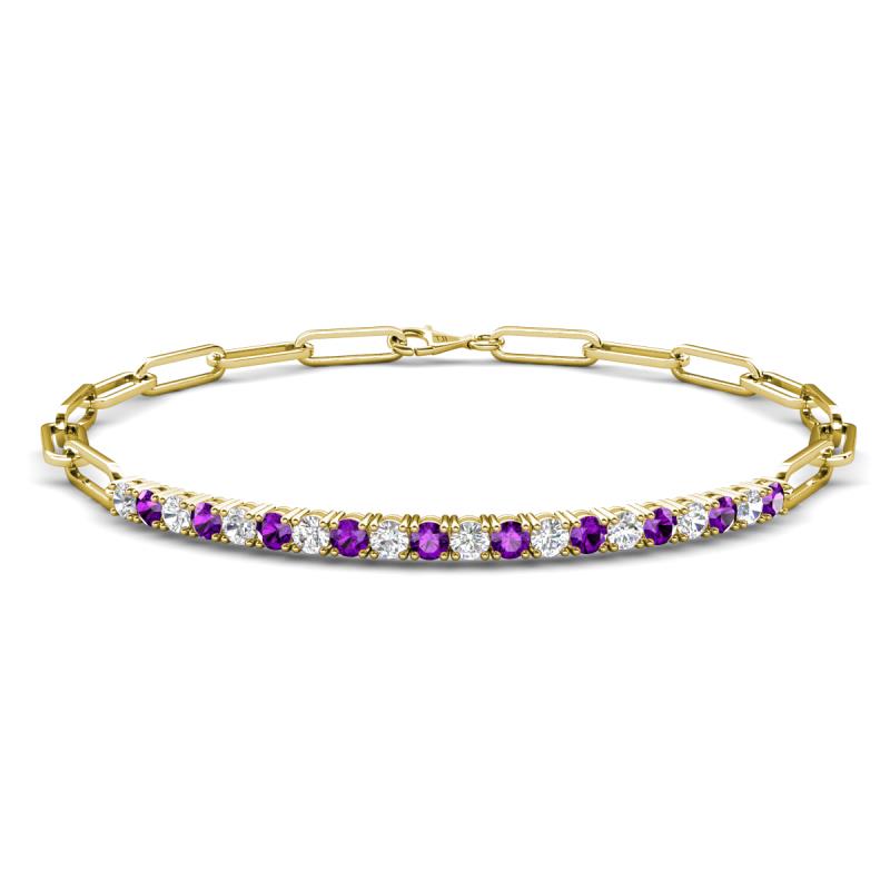 Lily 0.85 ctw Amethyst and Lab Grown Diamonds Paperclip Links Tennis  Bracelet 