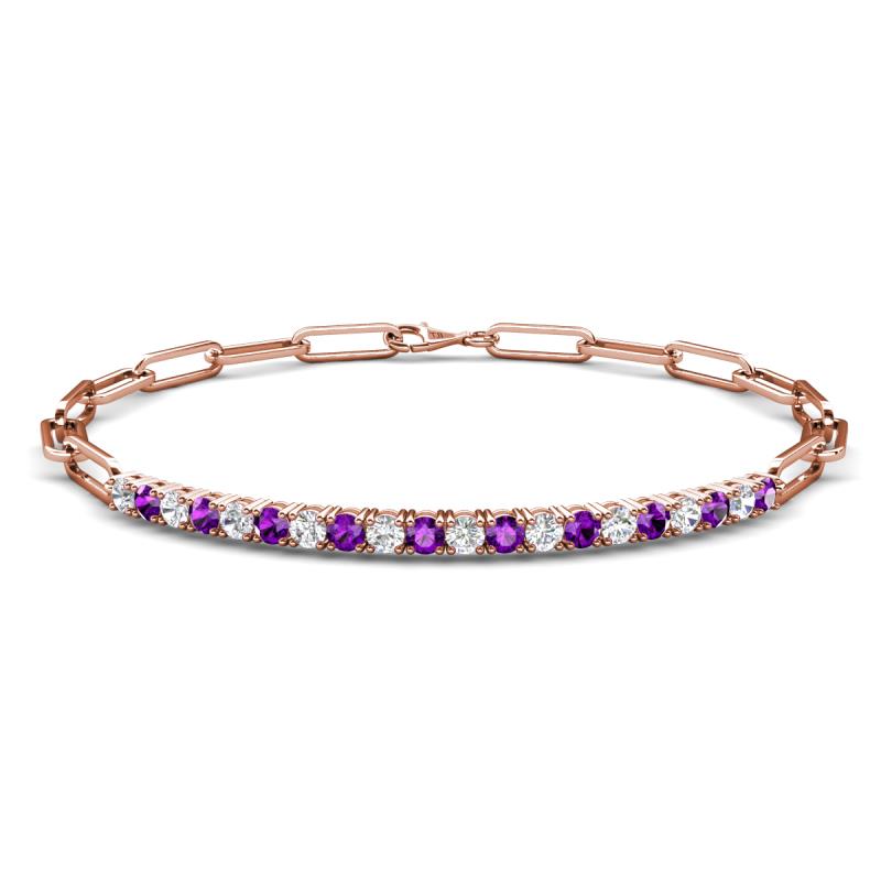 Lily 0.85 ctw Amethyst and Lab Grown Diamonds Paperclip Links Tennis  Bracelet 