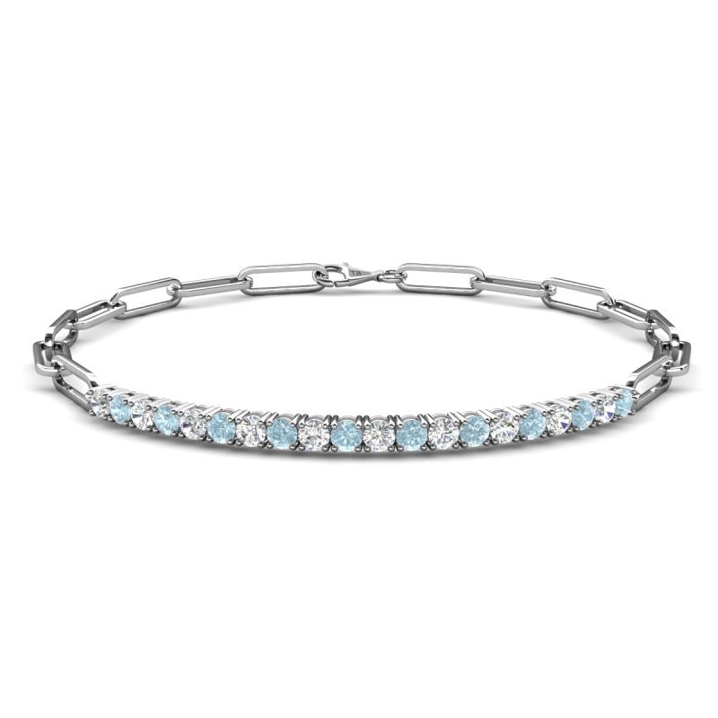 Lily 0.85 ctw Aquamarine and Lab Grown Diamonds Paperclip Links Tennis  Bracelet 