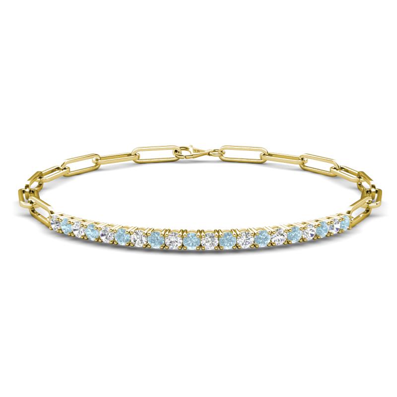Lily 0.85 ctw Aquamarine and Lab Grown Diamonds Paperclip Links Tennis  Bracelet 