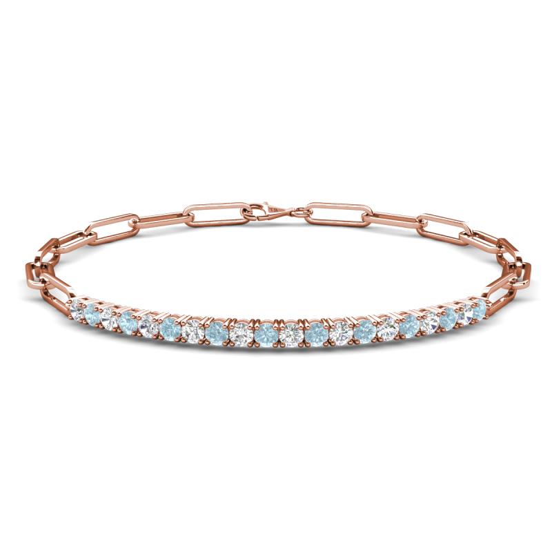 Lily 0.85 ctw Aquamarine and Lab Grown Diamonds Paperclip Links Tennis  Bracelet 
