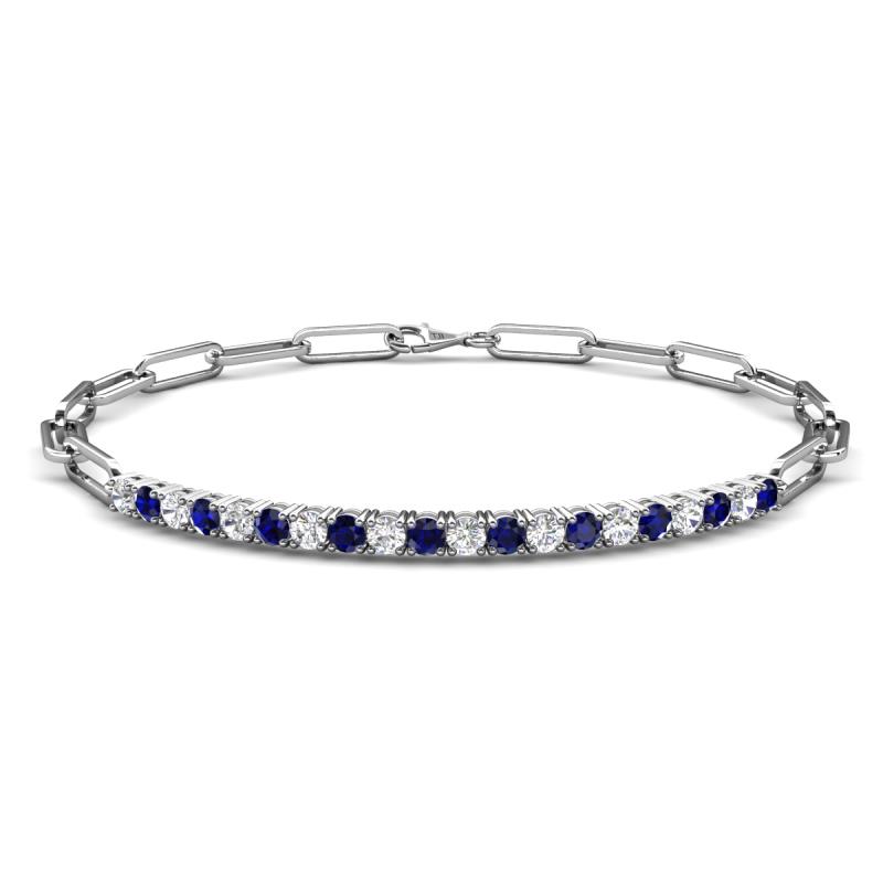 Lily 1.05 ctw Blue Sapphire and Lab Grown Diamonds Paperclip Links Tennis  Bracelet 