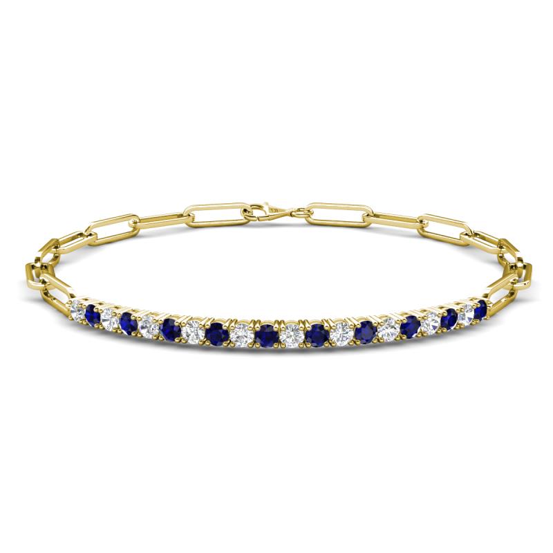 Lily 1.05 ctw Blue Sapphire and Lab Grown Diamonds Paperclip Links Tennis  Bracelet 