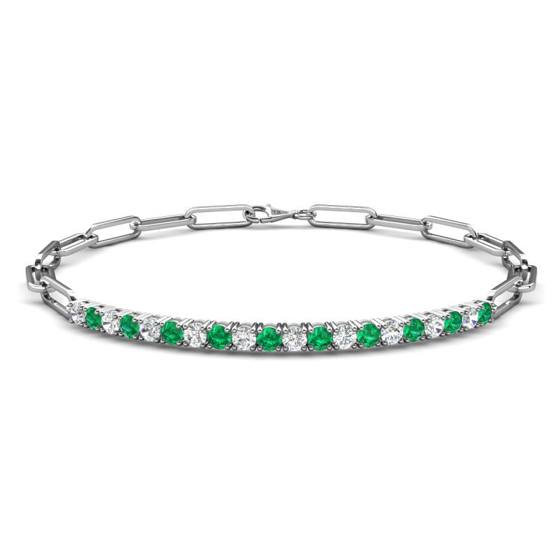 Lily 0.85 ctw Emerald and Lab Grown Diamonds Paperclip Links Tennis  Bracelet 