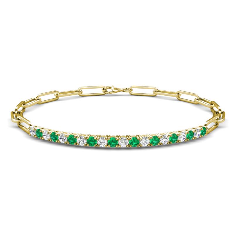 Lily 0.85 ctw Emerald and Lab Grown Diamonds Paperclip Links Tennis  Bracelet 