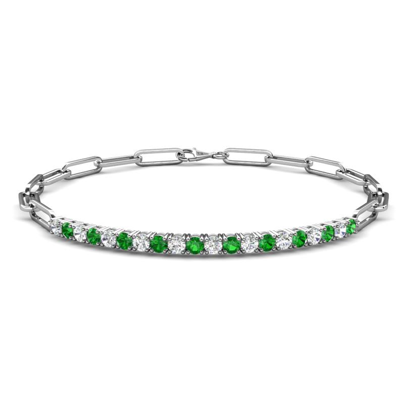 Lily 1.13 ctw Green Garnet and Lab Grown Diamonds Paperclip Links Tennis  Bracelet 