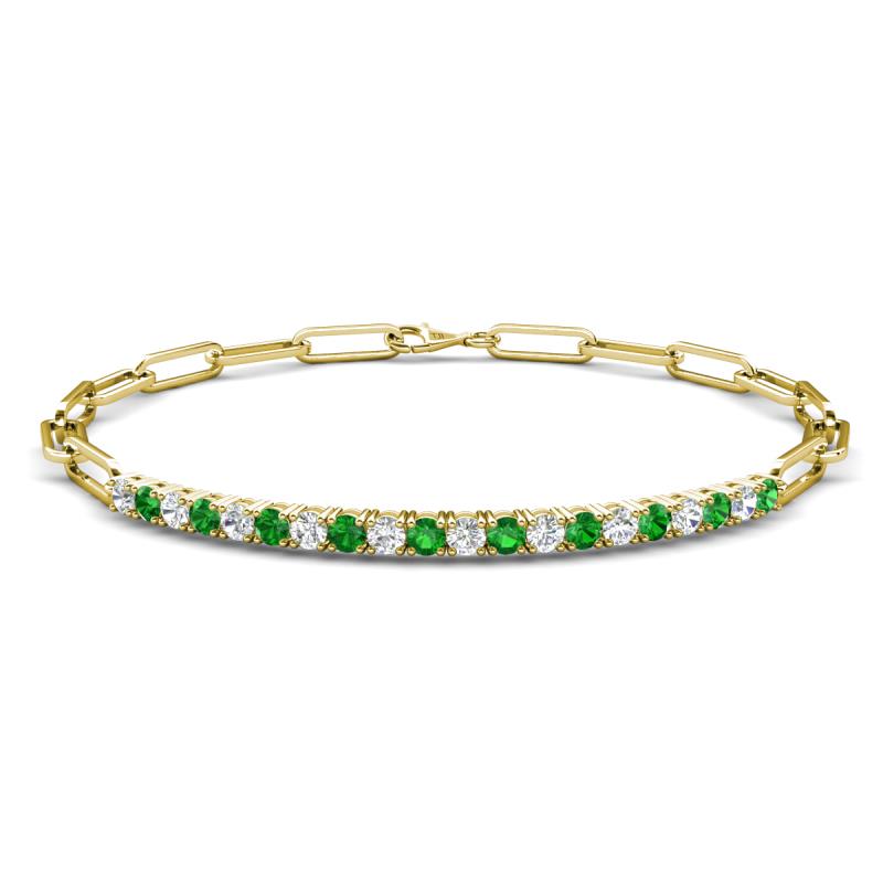 Lily 1.13 ctw Green Garnet and Lab Grown Diamonds Paperclip Links Tennis  Bracelet 