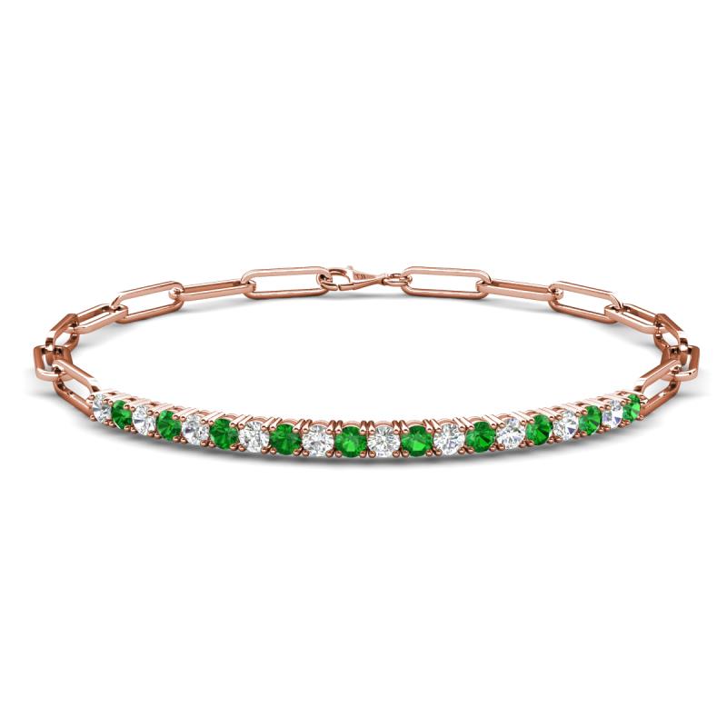 Lily 1.13 ctw Green Garnet and Lab Grown Diamonds Paperclip Links Tennis  Bracelet 