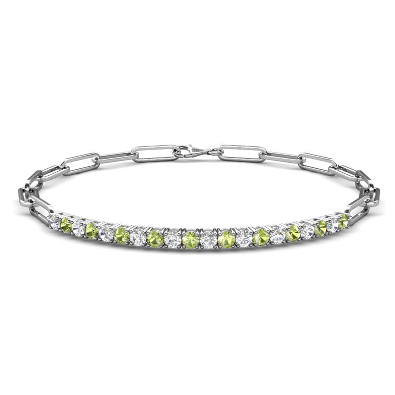 Lily 1.00 ctw Peridot and Lab Grown Diamonds Paperclip Links Tennis  Bracelet 