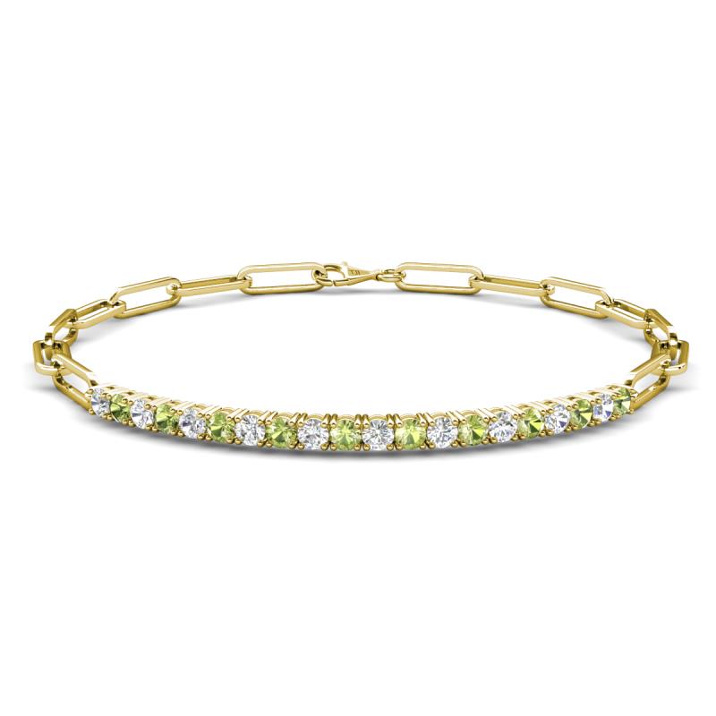 Lily 1.00 ctw Peridot and Lab Grown Diamonds Paperclip Links Tennis  Bracelet 