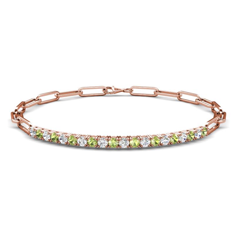 Lily 1.00 ctw Peridot and Lab Grown Diamonds Paperclip Links Tennis  Bracelet 