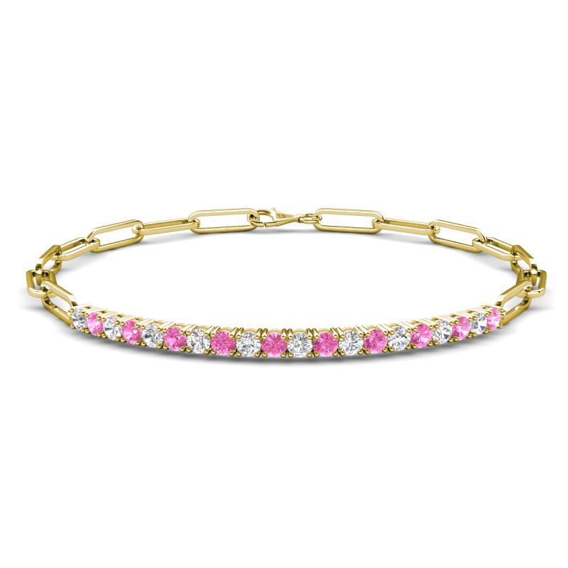 Lily 1.05 ctw Pink Sapphire and Lab Grown Diamonds Paperclip Links Tennis  Bracelet 