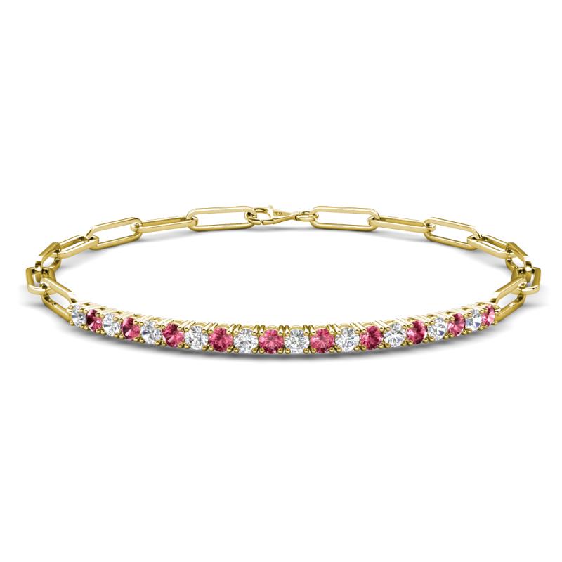 Lily 0.85 ctw Pink Tourmaline and Lab Grown Diamonds Paperclip Links Tennis  Bracelet 
