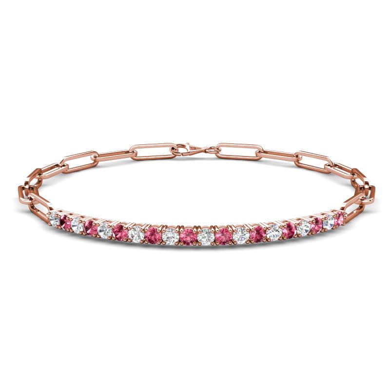 Lily 0.85 ctw Pink Tourmaline and Lab Grown Diamonds Paperclip Links Tennis  Bracelet 