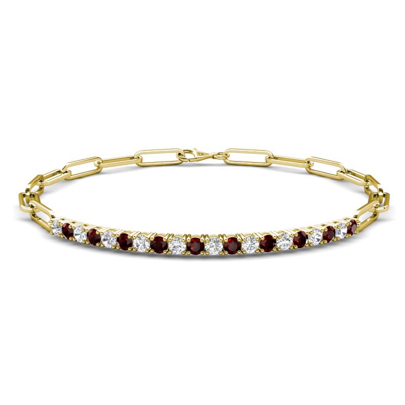 Lily 1.13 ctw Red Garnet and Lab Grown Diamonds Paperclip Links Tennis  Bracelet 