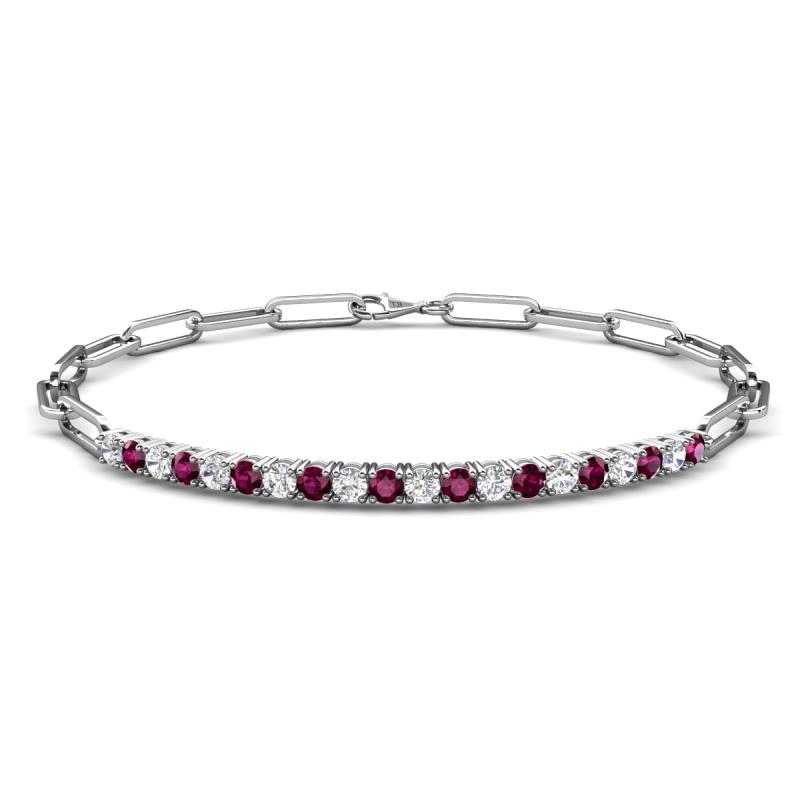 Lily 1.13 ctw Rhodolite Garnet and Lab Grown Diamonds Paperclip Links Tennis  Bracelet 