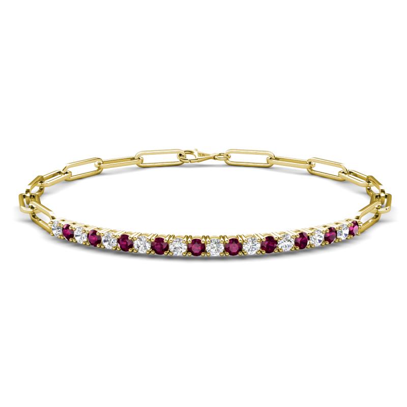 Lily 1.13 ctw Rhodolite Garnet and Lab Grown Diamonds Paperclip Links Tennis  Bracelet 