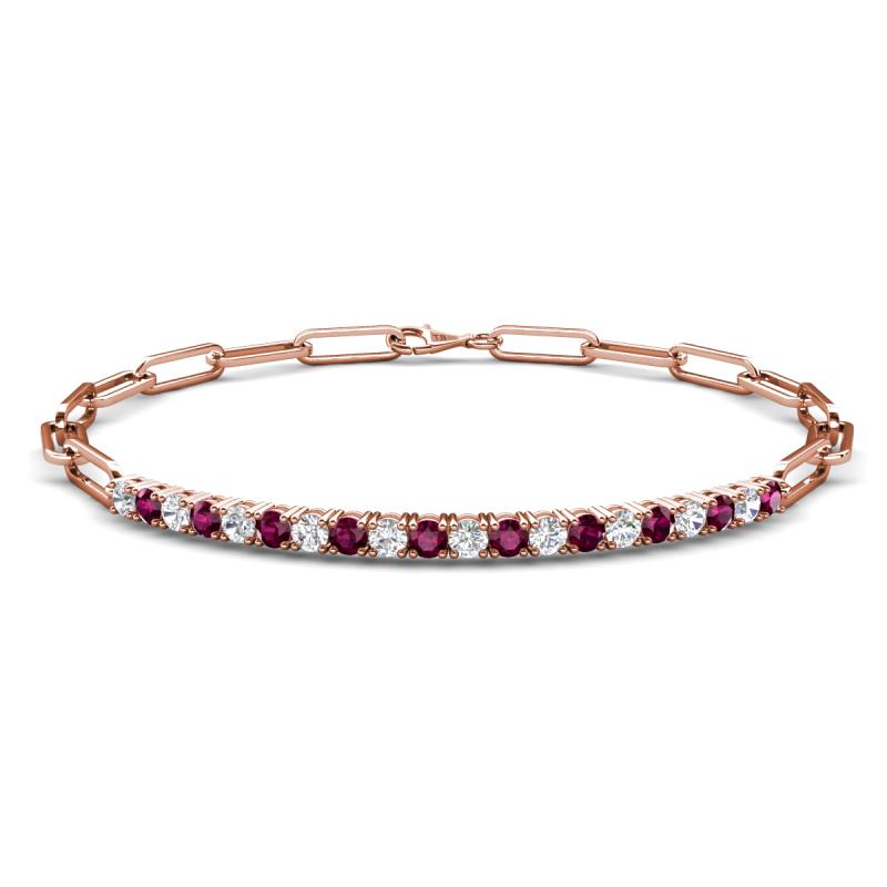 Lily 1.13 ctw Rhodolite Garnet and Lab Grown Diamonds Paperclip Links Tennis  Bracelet 