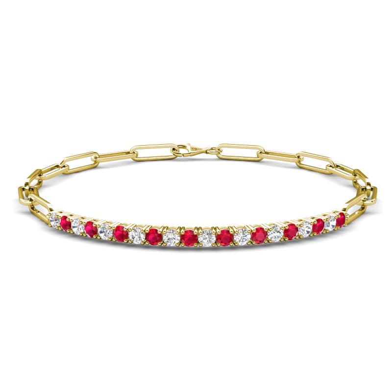 Lily 1.05 ctw Ruby and Lab Grown Diamonds Paperclip Links Tennis  Bracelet 