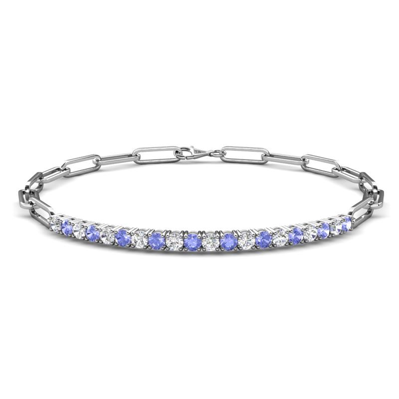 Lily 1.00 ctw Tanzanite and Lab Grown Diamonds Paperclip Links Tennis  Bracelet 