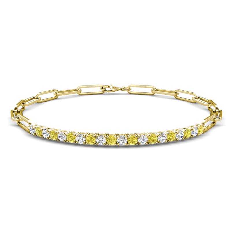 Lily 1.00 ctw Yellow Diamonds and Lab Grown Diamonds Paperclip Links Tennis  Bracelet 