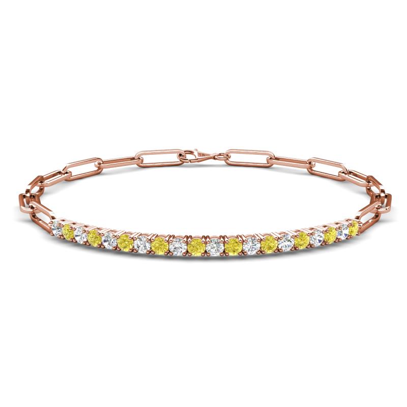 Lily 1.00 ctw Yellow Diamonds and Lab Grown Diamonds Paperclip Links Tennis  Bracelet 