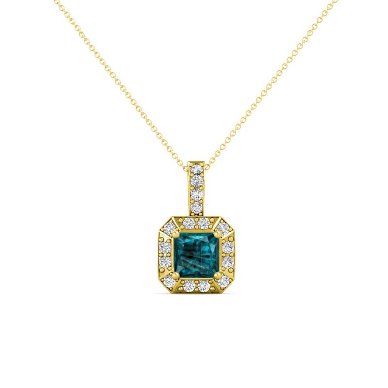 Kiani London Blue Topaz and Diamond Halo Pendant 