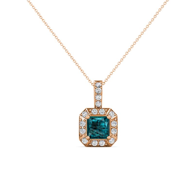 Kiani London Blue Topaz and Diamond Halo Pendant 