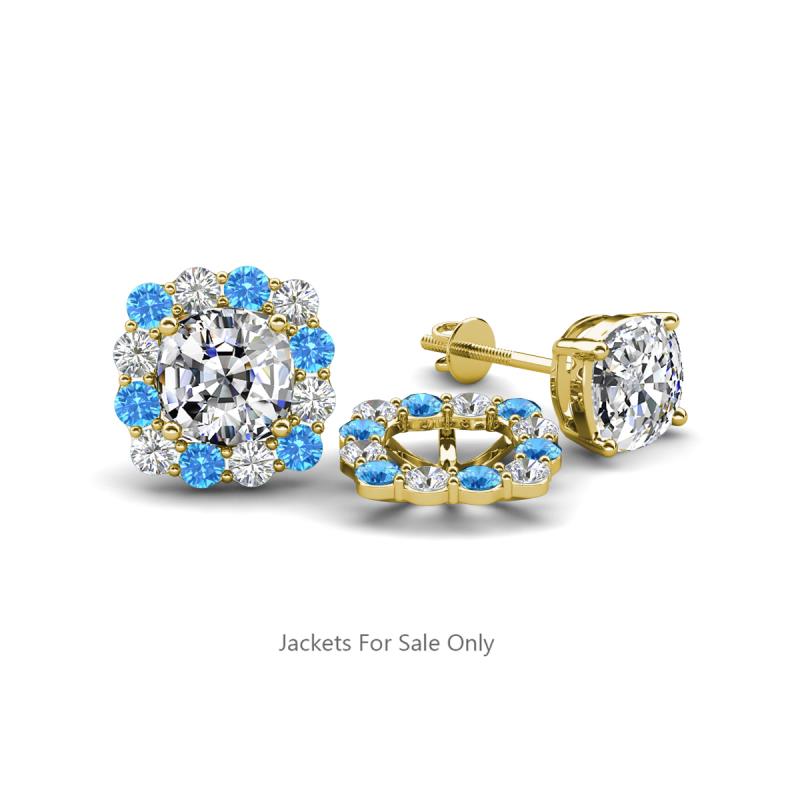 Ambre Blue Topaz and Diamond Jacket Earrings 