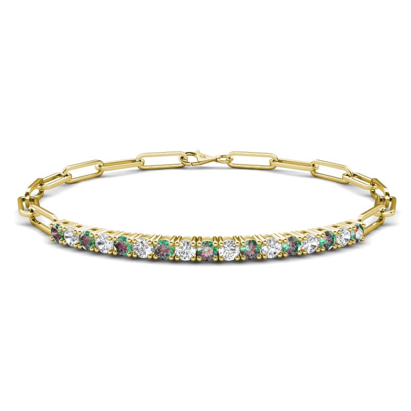 Lily 1.68 ctw Created Alexandrite and Lab Grown Diamonds Paperclip Links Tennis  Bracelet 