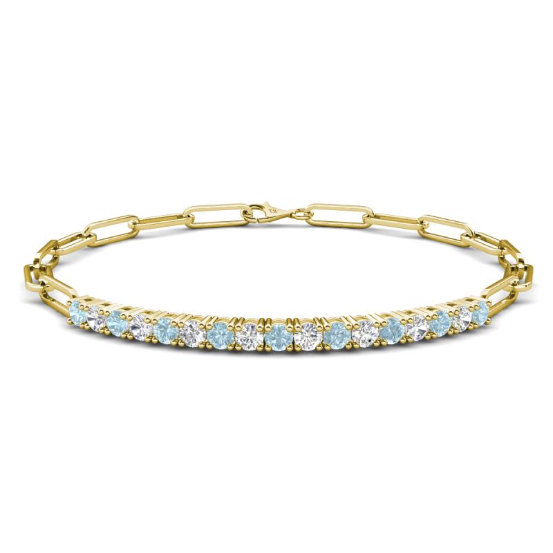 Lily 1.10 ctw Aquamarine and Lab Grown Diamonds Paperclip Links Tennis  Bracelet 