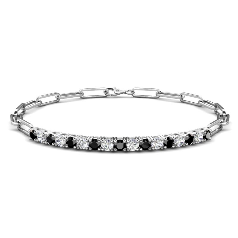 Lily 1.28 ctw Black Diamonds and Lab Grown Diamonds Paperclip Links Tennis  Bracelet 