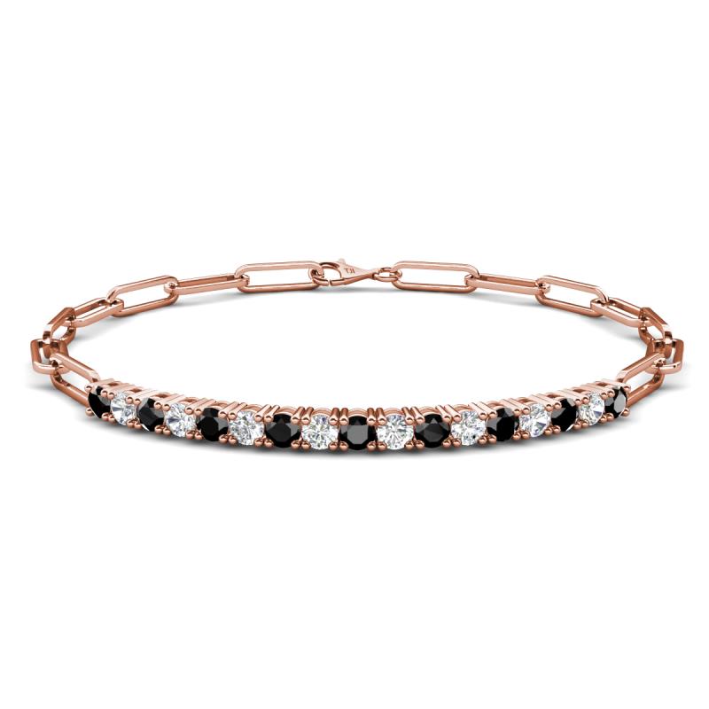 Lily 1.28 ctw Black Diamonds and Lab Grown Diamonds Paperclip Links Tennis  Bracelet 