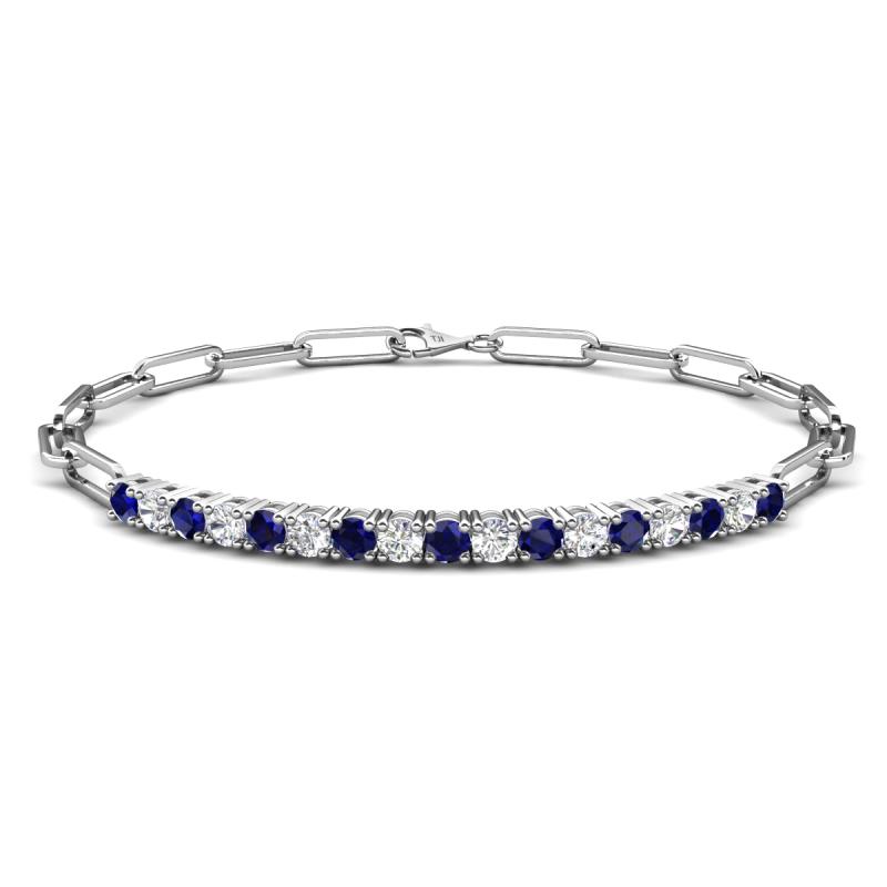 Lily 1.28 ctw Blue Sapphire and Lab Grown Diamonds Paperclip Links Tennis  Bracelet 