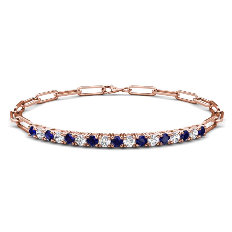 Lily 1.28 ctw Blue Sapphire and Lab Grown Diamonds Paperclip Links Tennis  Bracelet 