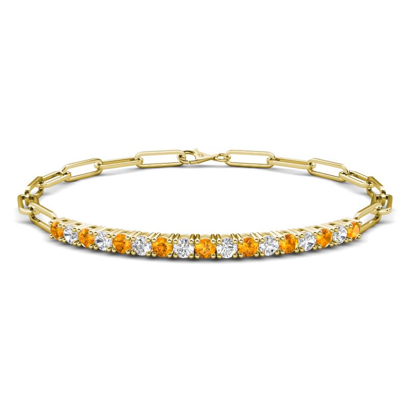 Lily 1.10 ctw Citrine and Lab Grown Diamonds Paperclip Links Tennis  Bracelet 