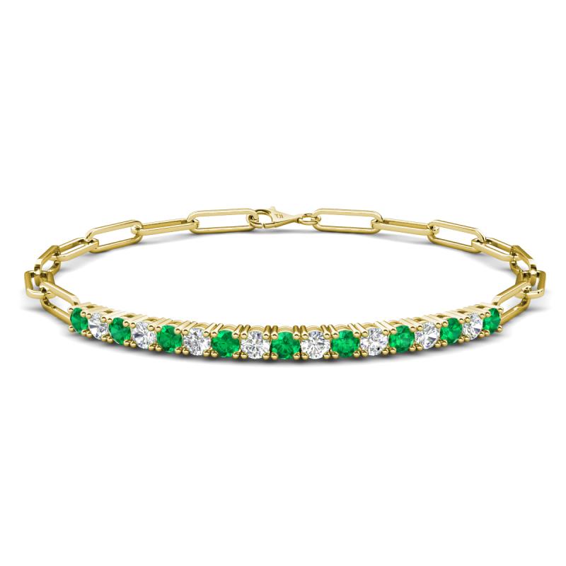 Lily 1.10 ctw Emerald and Lab Grown Diamonds Paperclip Links Tennis  Bracelet 