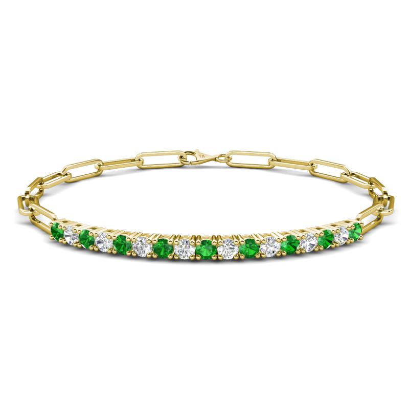 Lily 1.36 ctw Green Garnet and Lab Grown Diamonds Paperclip Links Tennis  Bracelet 