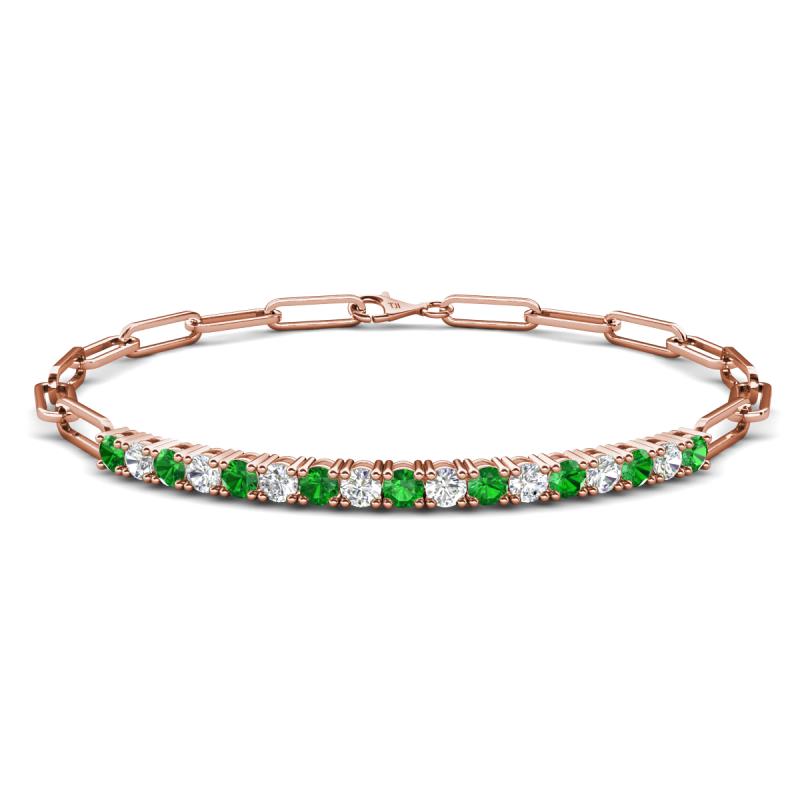 Lily 1.36 ctw Green Garnet and Lab Grown Diamonds Paperclip Links Tennis  Bracelet 