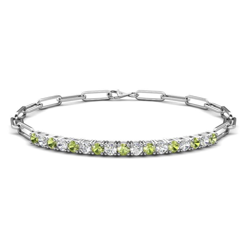 Lily 1.36 ctw Peridot and Lab Grown Diamonds Paperclip Links Tennis  Bracelet 