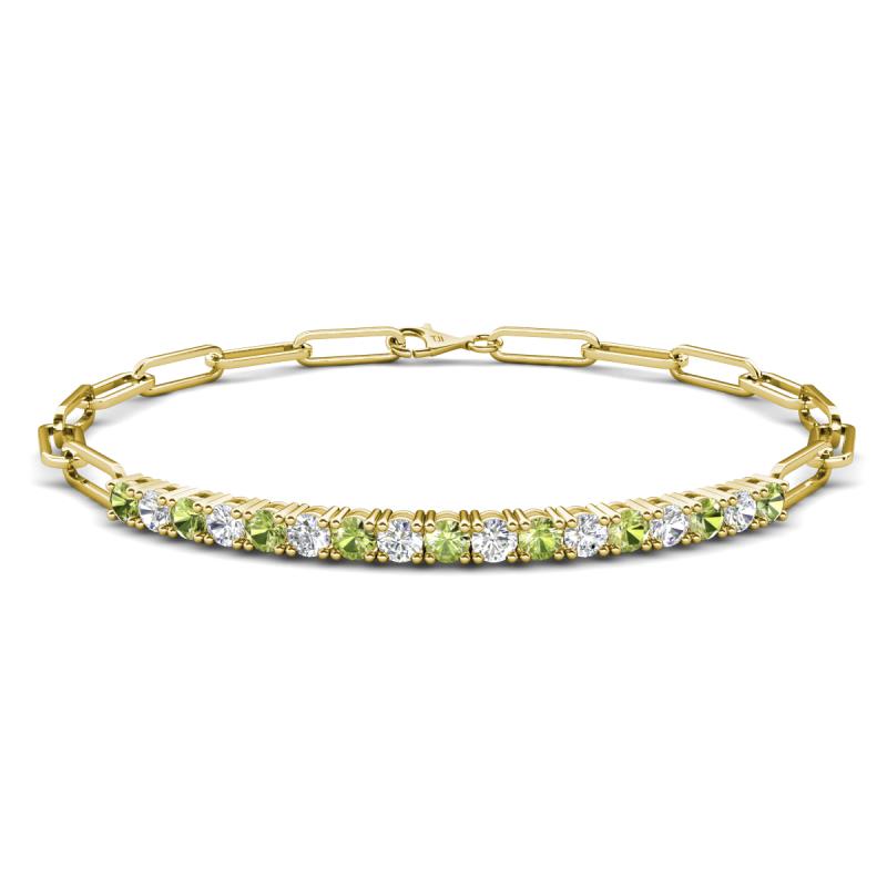 Lily 1.36 ctw Peridot and Lab Grown Diamonds Paperclip Links Tennis  Bracelet 